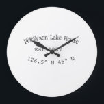 Grande Horloge Ronde Lake house et. Date année coordonnées personnalisé<br><div class="desc">Conception</div>