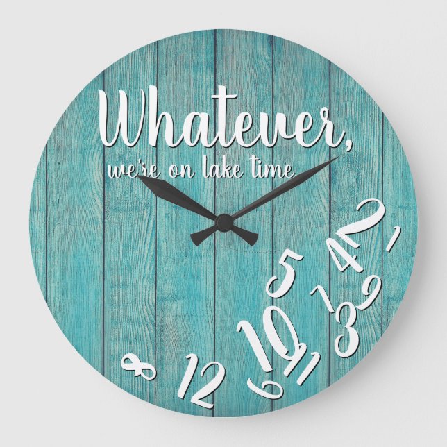 Grande Horloge Ronde Lake Time Rustic Wood Funny Retraite Lake Home (Recto)