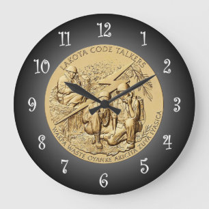 Grande Horloge Ronde Lakota Code Talkers Médaille de bronze ~
