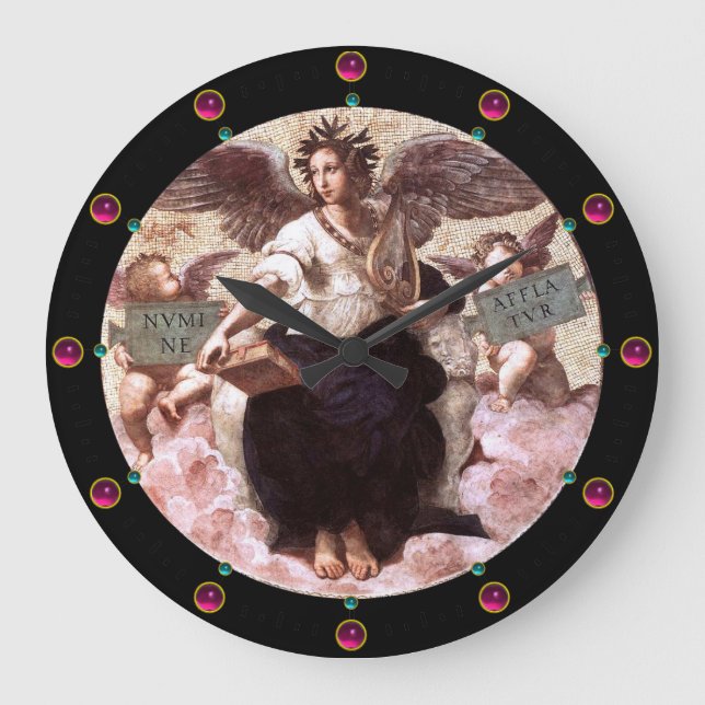 Grande Horloge Ronde L'allégorie de la poésie Fresco par Raffaello Sanz (Recto)