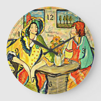 Grande Horloge Ronde "L'amitié est une bénédiction" peinture d'art