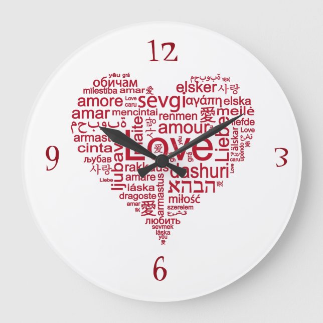 GRANDE HORLOGE RONDE ***L'AMOUR DANS DE NOMBREUSES LANGUES*** L'AMUSEME (Recto)