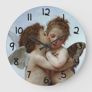 Grande Horloge Ronde L'Amour de Bouguereau et psyché, enfants (cupidon)