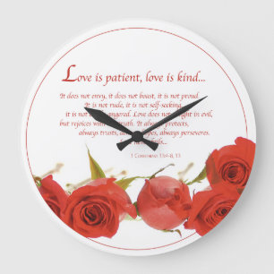 Grande Horloge Ronde L'amour est une rose rouge patiente