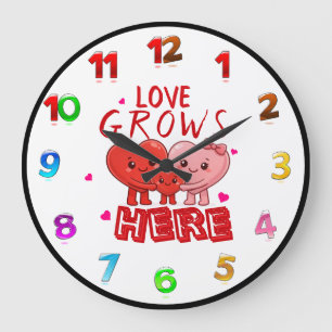 Grande Horloge Ronde L'amour grandit ici 