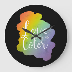 Grande Horloge Ronde L'amour ne voit pas de citation couleur Arc-en-cie
