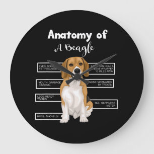 Grande Horloge Ronde L'Anatomie D'Un Beagle Amoureux Du Chien Amoureux 