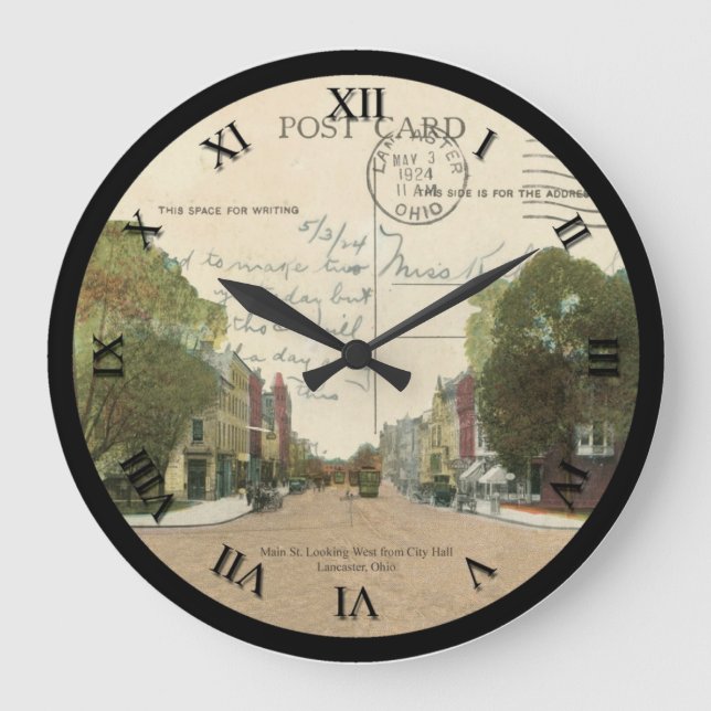 Grande Horloge Ronde Lancaster Ohio Post Card Clock 1924 (Recto)