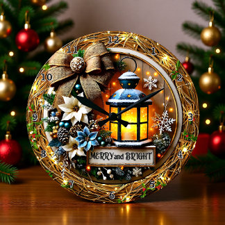 Grande Horloge Ronde Lanterne lumineuse d'hiver