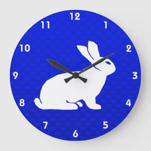 Grande Horloge Ronde Lapin bleu