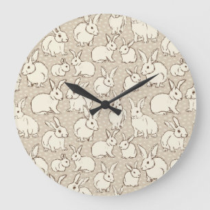 Grande Horloge Ronde Lapin Céleste lapins Bonanza - motif.