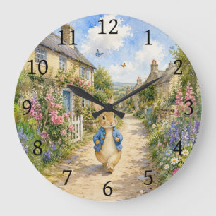 Grande Horloge Ronde Lapin classique ville anglaise champêtre