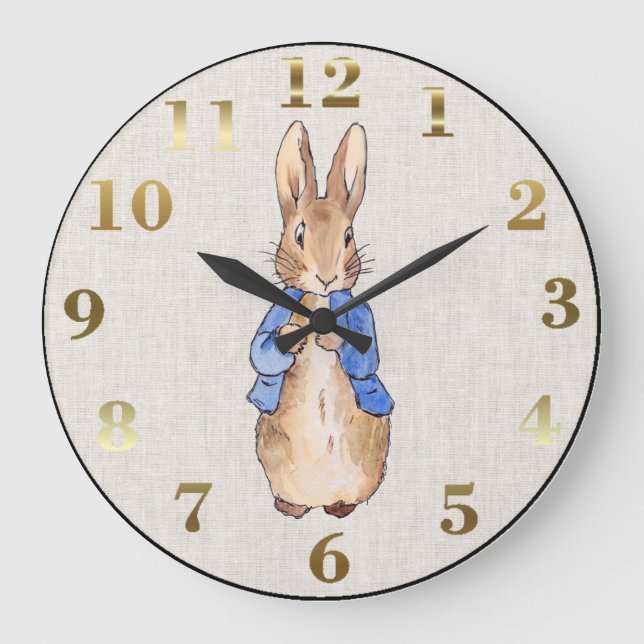 Grande Horloge Ronde Lapin de Pâques Classique (Recto)