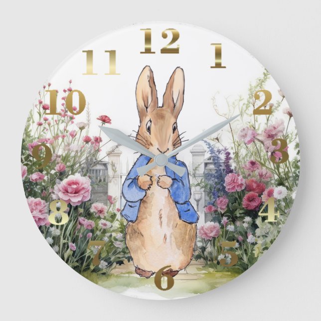 Grande Horloge Ronde Lapin de Pâques Classique (Recto)
