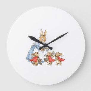 Grande Horloge Ronde Lapin de Pâques Cottagecore Vintage Femme Fille