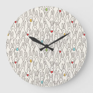 Grande Horloge Ronde Lapin De Pâques : Joyeux Amusant Sans Couche.