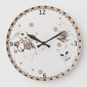 Grande Horloge Ronde Lapin du pays des merveilles
