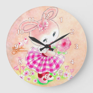 Grande Horloge Ronde Lapin fille mignonne