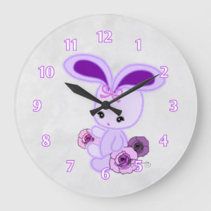 Grande Horloge Ronde Lapin gothique brouillé mignon