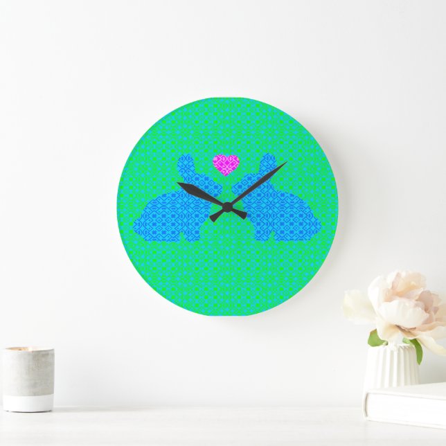 Grande Horloge Ronde Lapin mignon d'amour (Maison)