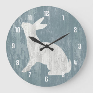 Grande Horloge Ronde Lapin rustique