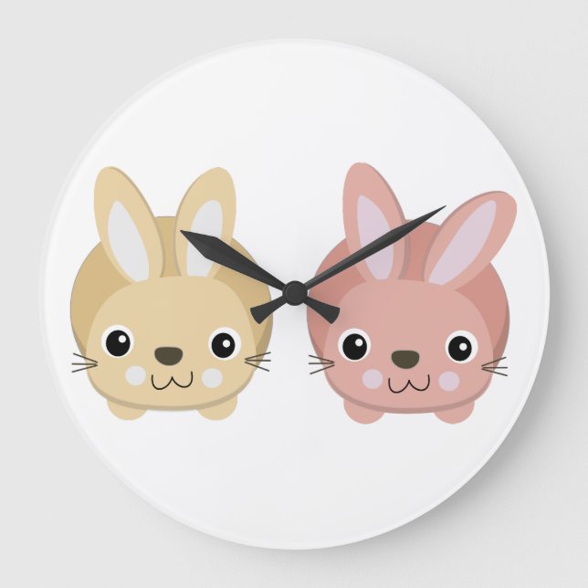 Grande Horloge Ronde Lapins mignons (Recto)
