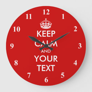 Grande Horloge Ronde Large Keep Calm wall clock   Customizable design