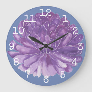 Grande Horloge Ronde Large Round Clock "Lavender Flower"