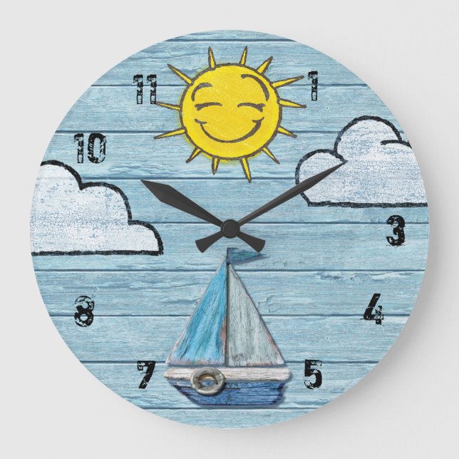 Grande Horloge Ronde Large wall clock Driftwood Beach witbers. (Recto)