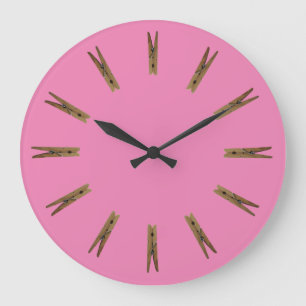 Grande Horloge Ronde Laundry Room Clothespins Large Clock