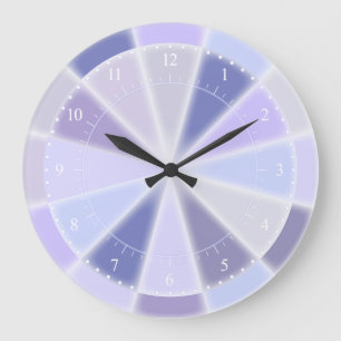 Grande Horloge Ronde Lavande Bleue et Purple Élégante Lumineuse