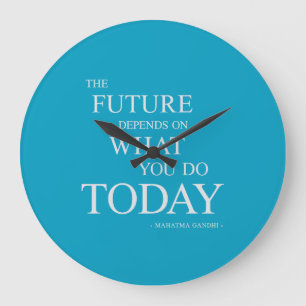 Grande Horloge Ronde L'avenir inspirant le bleu de motivation d'horloge