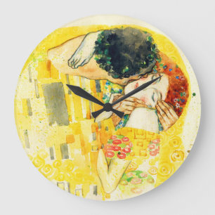 Grande Horloge Ronde Le baiser. illustration. aquarelle