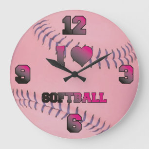 Grande Horloge Ronde Le base-ball d'amour du rose I