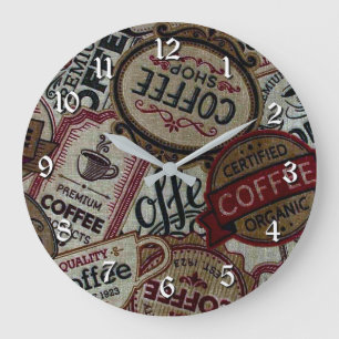 Grande Horloge Ronde Le café vintage marque l'horloge murale