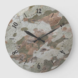 Grande Horloge Ronde Le camouflage d'arbre de l'avion semble écorce mot