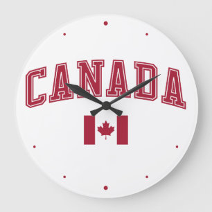 Grande Horloge Ronde Le Canada + Drapeau
