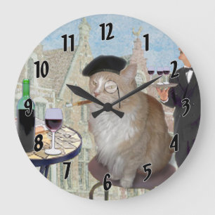 Grande Horloge Ronde Le Cat du Café