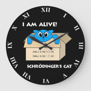 Grande Horloge Ronde Le chat de Schrodinger drôle est la mécanique
