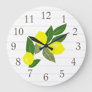 Grande Horloge Ronde Le citron jaune d'agrume barre l'horloge murale