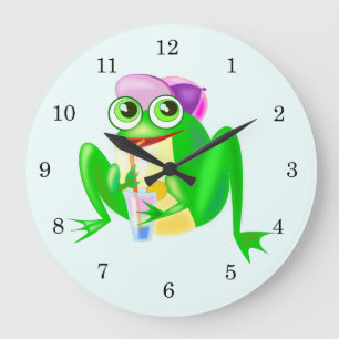 Grande Horloge Ronde Le Clock de Custom Colors avec La Grenouille