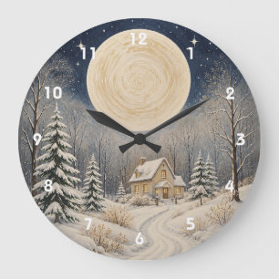 Grande Horloge Ronde Le cœur de la lueur de l'hiver