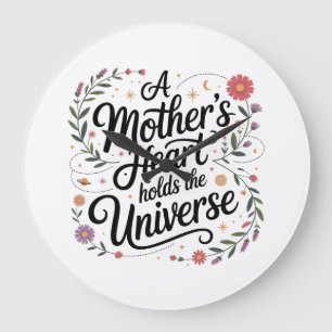 Grande Horloge Ronde Le cœur d'une mère contient l'univers