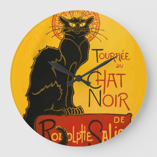 Grande Horloge Ronde Le Conversation Noir Le Chat Noir Art Nouveau Vint (Recto)