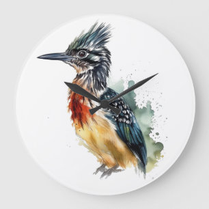 Grande Horloge Ronde Le coureur peint, Grand Géocoucou à l'aquarelle