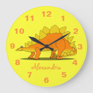 Grande Horloge Ronde Le dinosaure mignon de Stegosaurus personnalisé