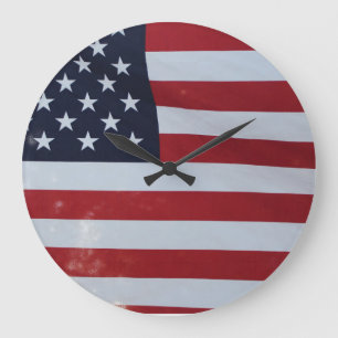 Grande Horloge Ronde Le drapeau américain a conçu l'horloge