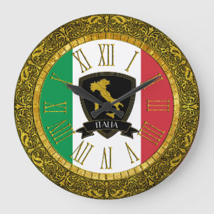 Grande Horloge Ronde Le drapeau de l'Italie personnalisent le texte
