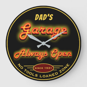 Grande Horloge Ronde Le garage de papa toujours ouvert sans outils Zone