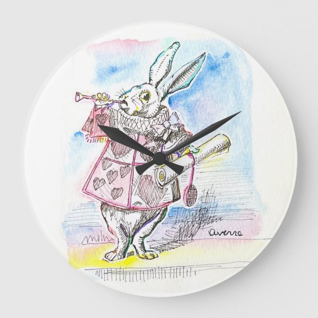 Grande Horloge Ronde Le lapin blanc annonce le temps (Recto)